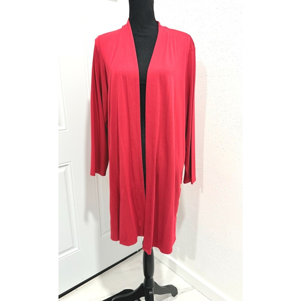 J. Jill Wearever Collection open-front duster Tunic  XL Petite‎ Red Layer Look